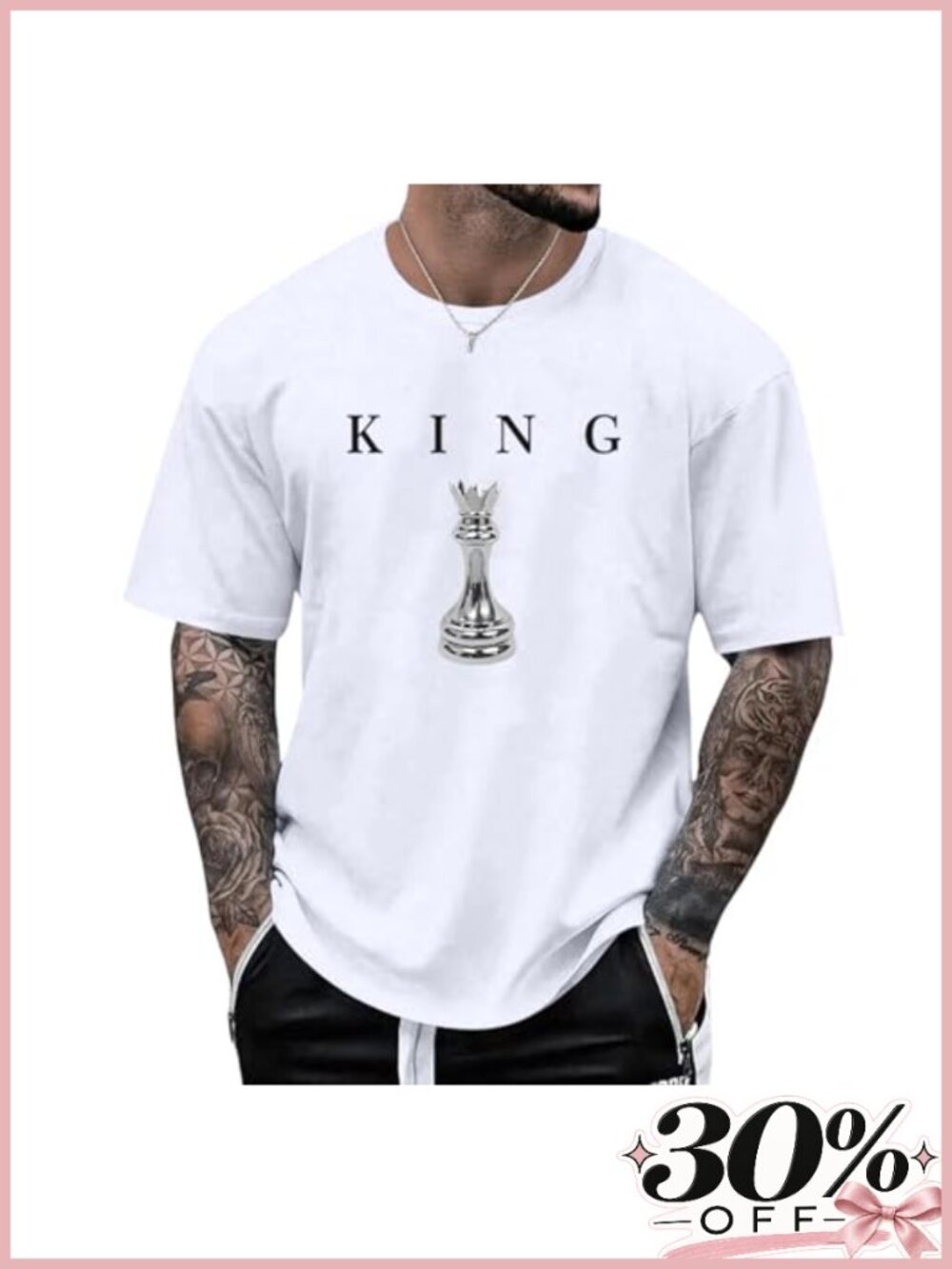 Men's King Chess Graphic T-Shirt Short Sleeve Crewneck Streetwear Casual Tee